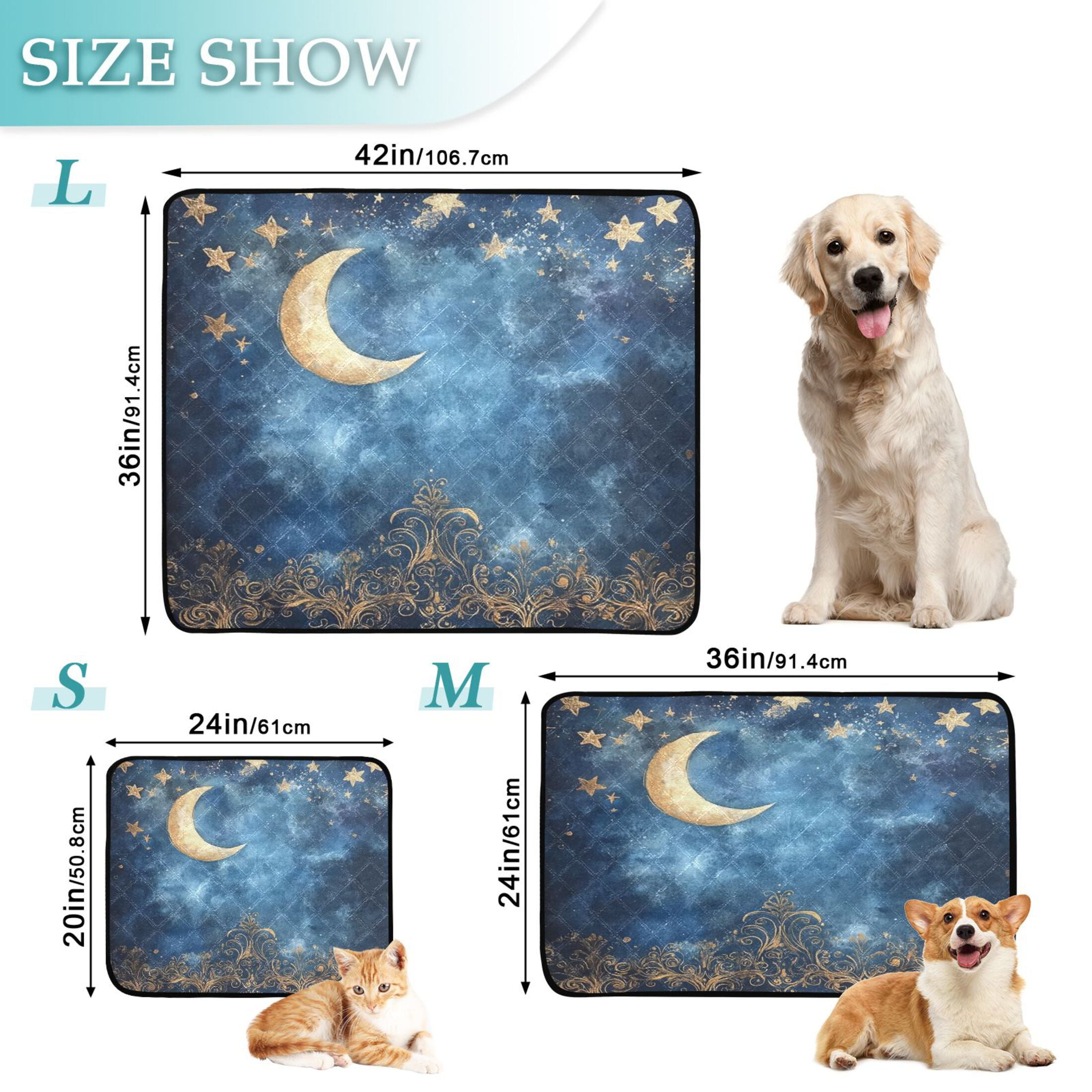 Qxltty Lacy Night Sky Cat litter Pads Pet Set of 3 Diaper Mats Center Anti-leakage Layer Absorbent Soft and Comfortable