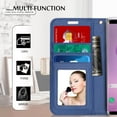 thumbnail image 3 of Galaxy Note 9 Case,Note 9 Wallet Case, [Luxurious Romantic Carved Flower] Leather Wallet Case with [Inside Makeup Mirror] and [Kickstand Feature] for Galaxy Note 9 2018 Navy Blue, 3 of 7