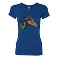 thumbnail image 3 of Colorful Neon Horse | Dean Russo Art Animal Lover Womens Slim Fit Junior Tee, Royal, X-Large, 3 of 6