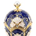 thumbnail image 3 of Boîte à bijoux en forme d'œuf de Pâques, peinte à la main, décorative, en alliage émaillé, à charnière, pour bagues et colliers, bleu et blanc, 3 of 4