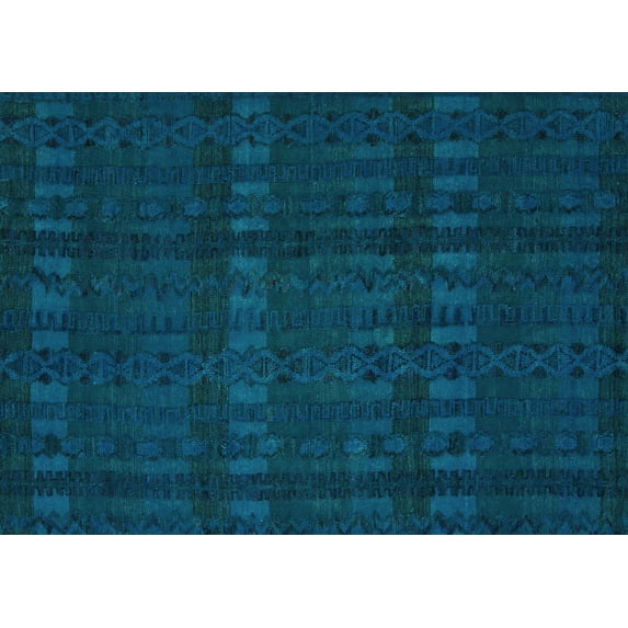 Ahgly Company Machine Washable Indoor Rectangle Abstract Turquoise Blue Modern Area Rugs, 6' x 9'