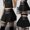 Black, variant on SDJMa Women's Basic Versatile Stretchy Flared Casual Mini Skater Skirt Fashion Women's Sexy Leather Button Short Skirt Pleated Skirt A-line Skirt