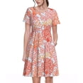 thumbnail image 1 of Vsdgher Coraux pour Femmes Été 2025 Robes Midi Décontractées Légères Manches Courtes Col Rond Robe de Plage, 1 of 6