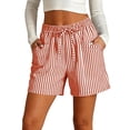 thumbnail image 4 of Women's Striped Drawstring Elastic Waist Straight Leg Casual Shorts, Relaxed Summer Shorts with Side Pockets for Vacation Daily Shopping Picnic S, 4 of 4