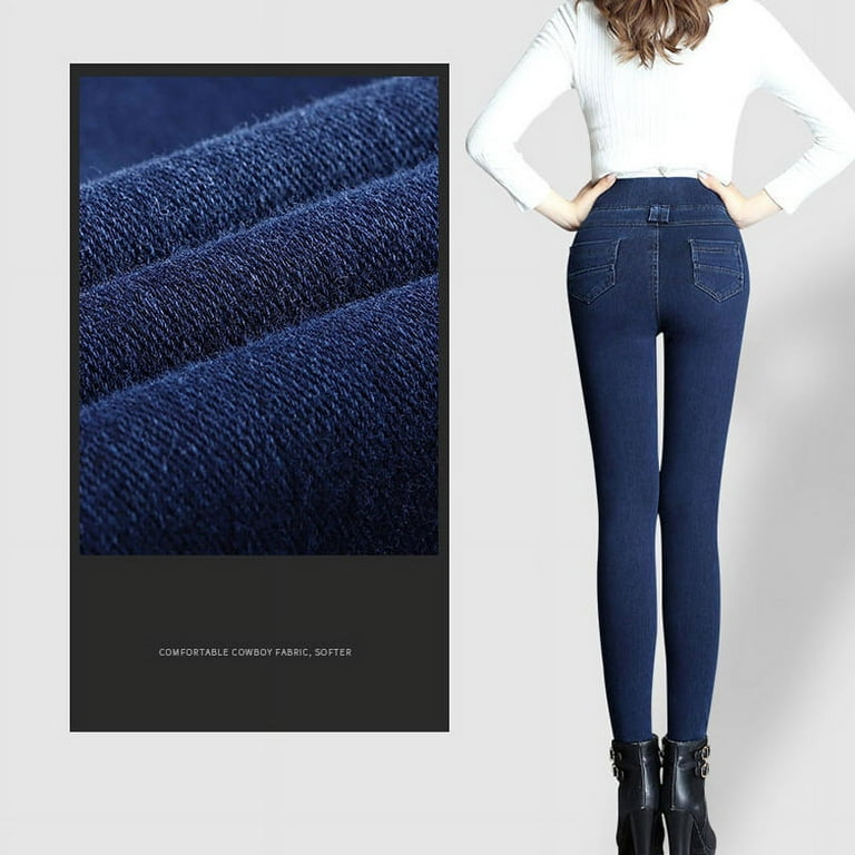Thermal Fleece Denim Jeggings Super Comfy Stretch Denim Skinny Jeans for  Women 
