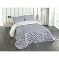 thumbnail image 3 of Ambesonne Navy Blue Quilted Bedspread Set 3 Pcs, Chevron Dashed Lines, Queen Size, Navy Blue White, 3 of 5