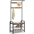 thumbnail image 3 of Coat Rack  Hall Tree with Shoe Bench for Entryway  Entryway Bench with Coat Rack  Honey, 3 of 5