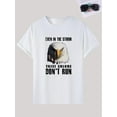 thumbnail image 3 of Camiseta creativa para hombre con estampado gráfico de águila "Don't Run", informal, de manga corta y cuello redondo, ligeramente elástica, ideal para verano y actividades al aire libre., 3 of 8
