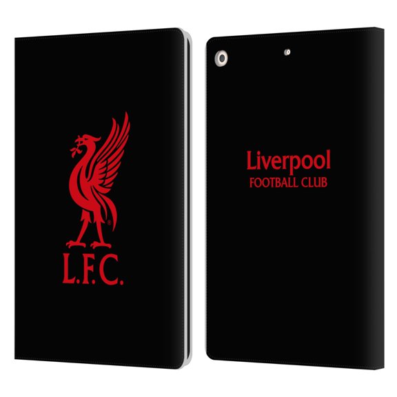 Head Case Designs Officially Licensed Liverpool Football Club Liver Bird Red Logo On Black Leather Book Wallet Case Cover Compatible with Apple iPad 10.2 2019/2020/2021