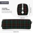 thumbnail image 3 of Fotbe Buffalo Plaid Dark Green Pattern Leather Pencil Case, Pencil Pouch with Durable Zipper, Compact and Stylish Organizer for Stationery, Art Supplies, Travel Essentials, 3 of 7