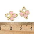thumbnail image 3 of 10pcs 304 Stainless Steel Pink Enamel Shamrock Connector Charms Clover Links Golden 10x13x1mm Hole: 1.2mm, 3 of 3