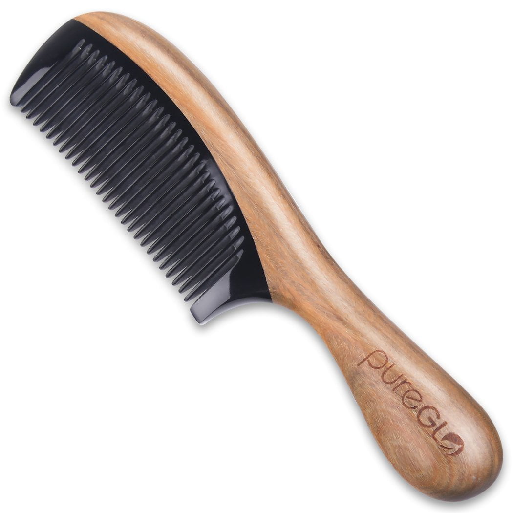 No Static Hair Comb – pureGLO Detangling Fine Tooth Wooden Hair Combs