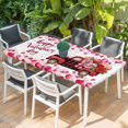 thumbnail image 2 of Valentine's Day Table Cloths for 4 Foot Rectangle Tables, Pink Roses Car Love Hearts Romantic Patio Waterproof Elastic Fitted Tablecloths, Washable Rectangular Table Cover for Camping, 2 of 8