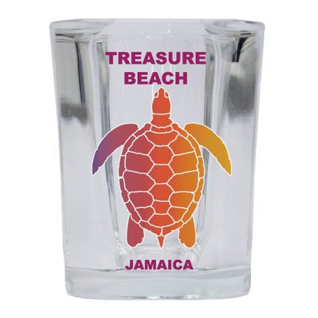 

TREASURE BEACH Square Shot Glass Rainbow Turtle Design
