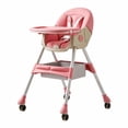 thumbnail image 6 of XunKA 4-in-1 Baby High Chair, Portable Fortable Toddler Dining Chair Eat & Play with Double-Layer Dinner Plate and Toy Rack for 6-36 Month, Pink., 6 of 12