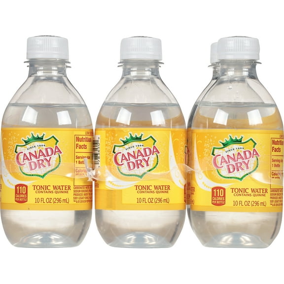 Canada Dry Tonic Water 6 Pack 10 fl oz Plastic Bottles, 100% Natural Flavor, Caffeine Free