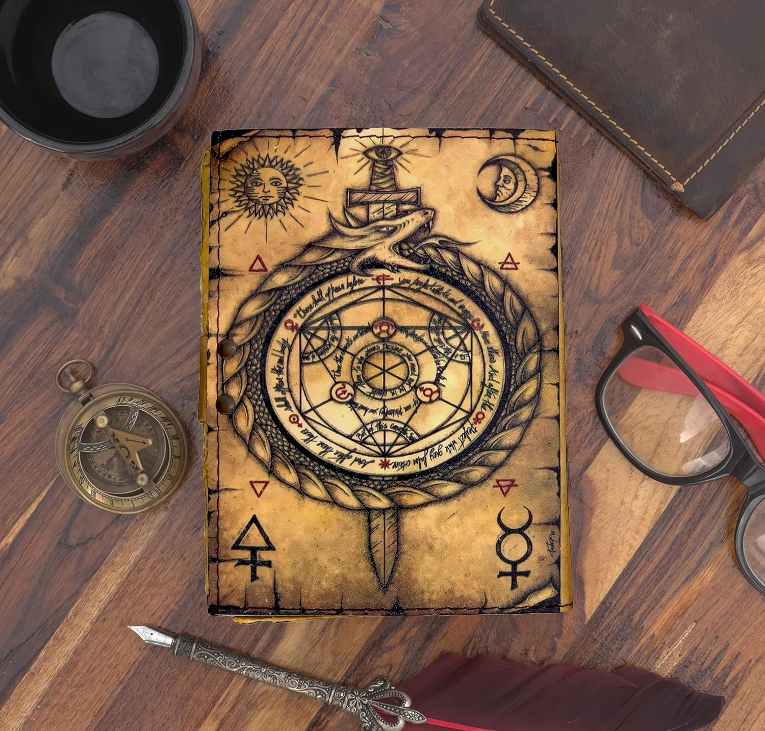 Blank Spell Book of Shadows Journal Witchcraft Supplies Witch Spell for Men & Women 200 Pages with Lock Clasp Vintage Handmade Deckle Edge Paper, Leather Sketchbook, Drawing Journal, Leather Journal,
