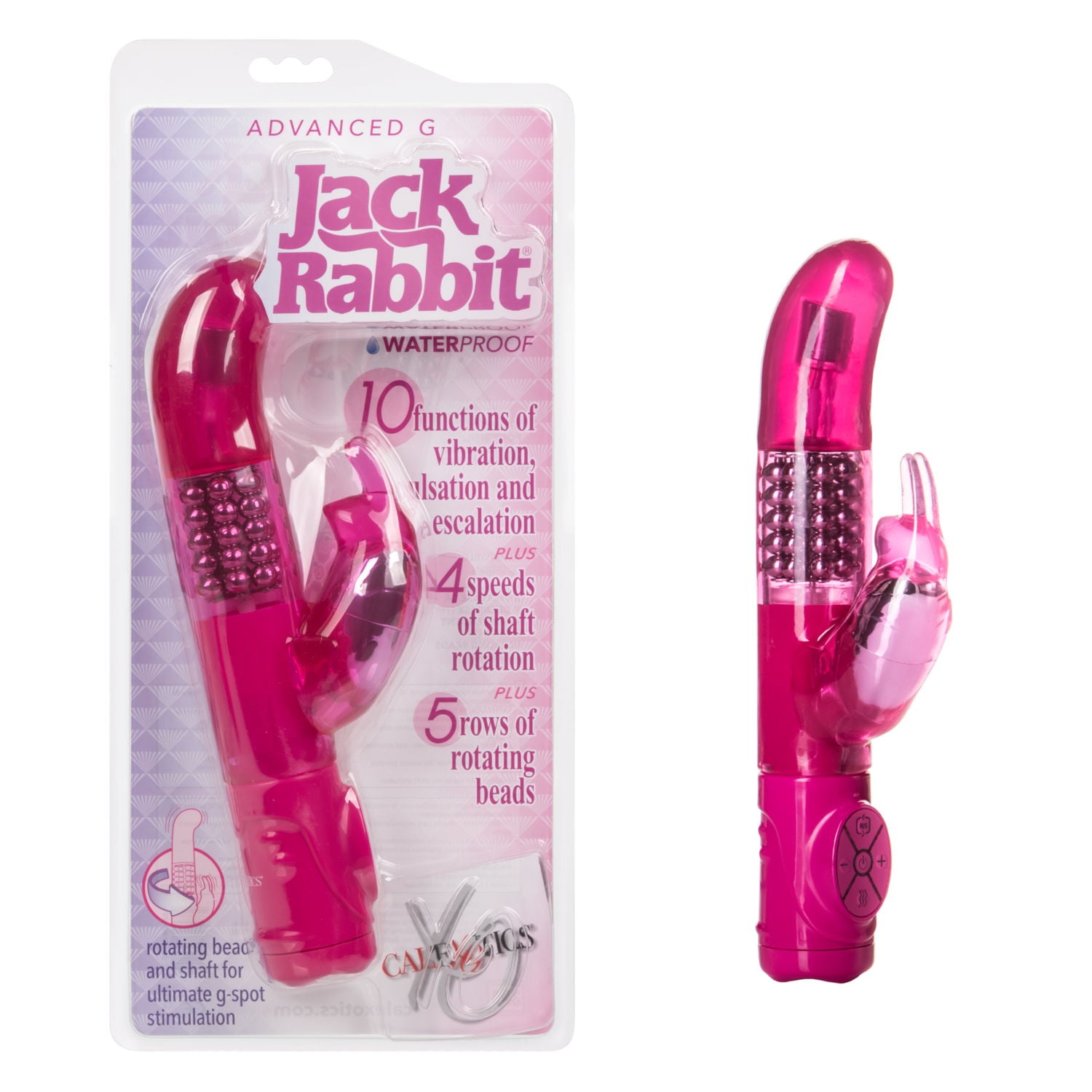 California Exotic Novelties Advanced Jack Rabbit G-Spot 10 Function 4 Speed Beaded Vibrator, Pink