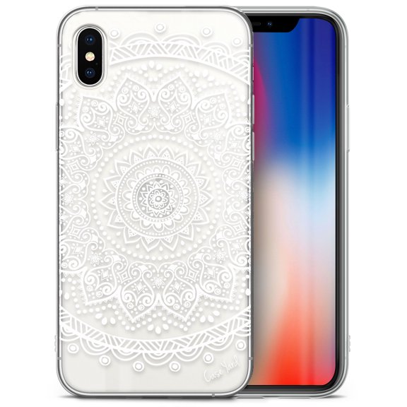 Case Yard iPhone-X Case Clear Soft & Flexible TPU Ultra Low Profile Slim Fit Thin Shockproof Transparent Bumper Protective Cover Drop Protective Cell Phone Cases (Mandala Clear)