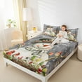 thumbnail image 4 of Manfei Xmas Snowman Full Size Sheets for Kids Boys Girls, Winter Snowflakes Cardinal Bird Bed Sheets, Gray Happy New Year Gifts Sheet Sets, Microfiber Bedroom Decor 4-Piece, 4 of 7