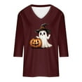 thumbnail image 5 of PNTUTB Women's Fashion St. Patrick's Day Printed 3/4 Sleeve Tops V-Neck Tops Blouse, 5 of 6