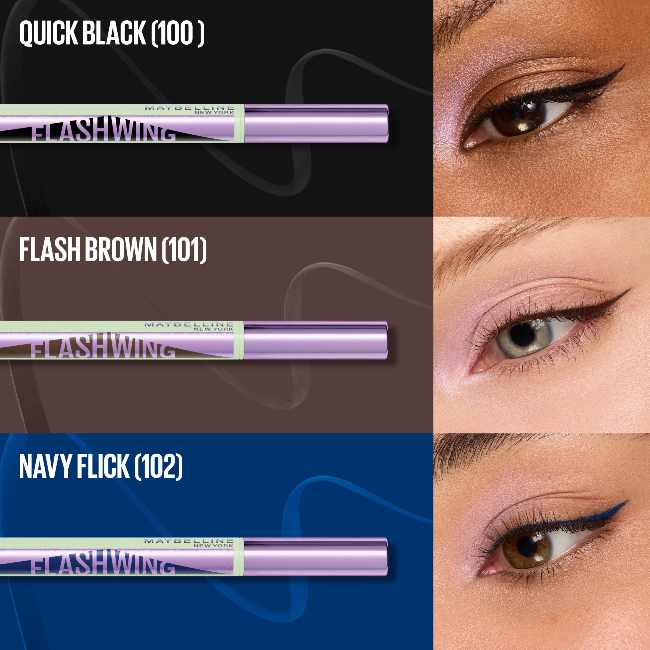 Maybelline Flash Wing Liner, Winged Liquid Eyeliner Pen, Long Lasting, Flash Brown, 0.02 fl oz