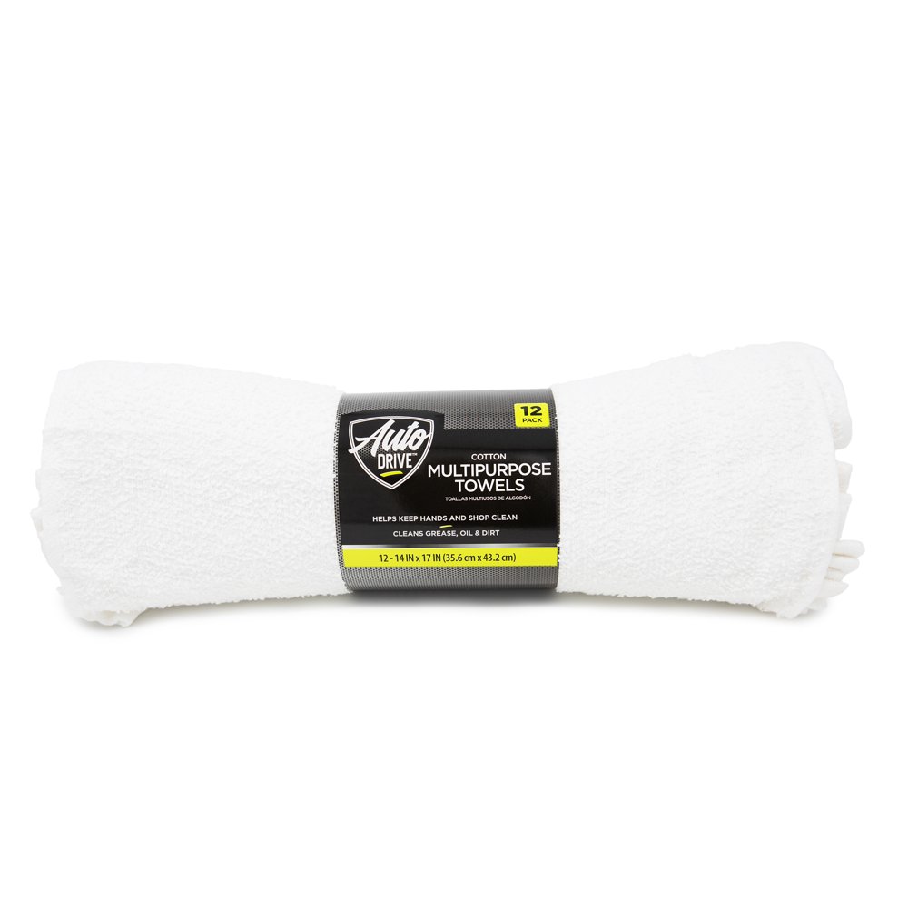 12pk Auto Drive Terry Towels, 100 Cotton, 14" x 17"