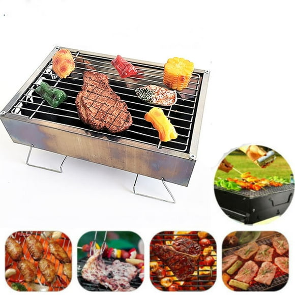 Youkk Multi-function Charcoal Grills Portable Stainless Steel Barbecue Grilling Machine Mini Grill for Home Garden