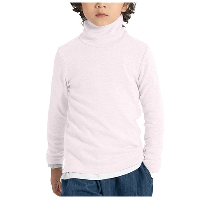WUANDIXFA T-Shirts en Coton à Manches Longues pour Garçons Enfants Fille Chandails de Noël Col Rond Chandail à Manches Longues en Coton Haut Graphique Chandail T-Shirts Rose, 6-7 Ans
