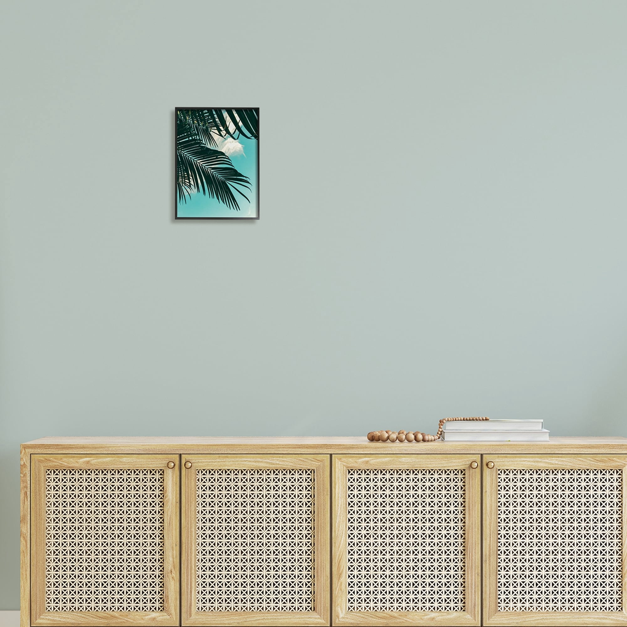 Stupell Industries Bright Tropical Palm Tree Leaves Against Blue Sky Framed Wall Art, 11 x 14, Design by Amy Brinkman