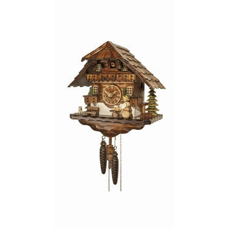 Cuckoo Clock Black Forest house with moving beer drinker EN 4592