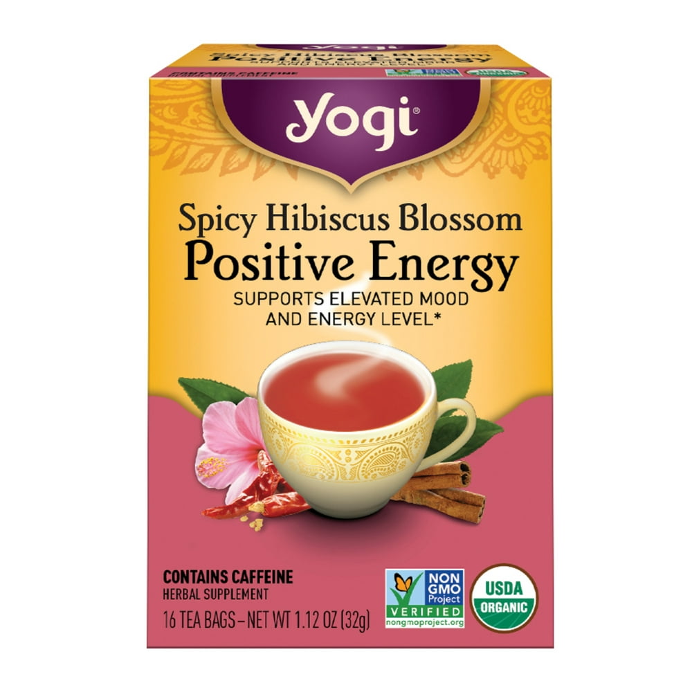Yogi Tea, Black Tea Bags, Spicy Hibiscus Positive Energy Tea, Supports