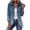 04# Navy, variant on Women's Western Ruffled Button Down Jacket, Vintage Gradient Print Long Sleeve Lapel Coat, Boho Casual Open Front Outerwear for Spring Fall Daily Wear Coffee S