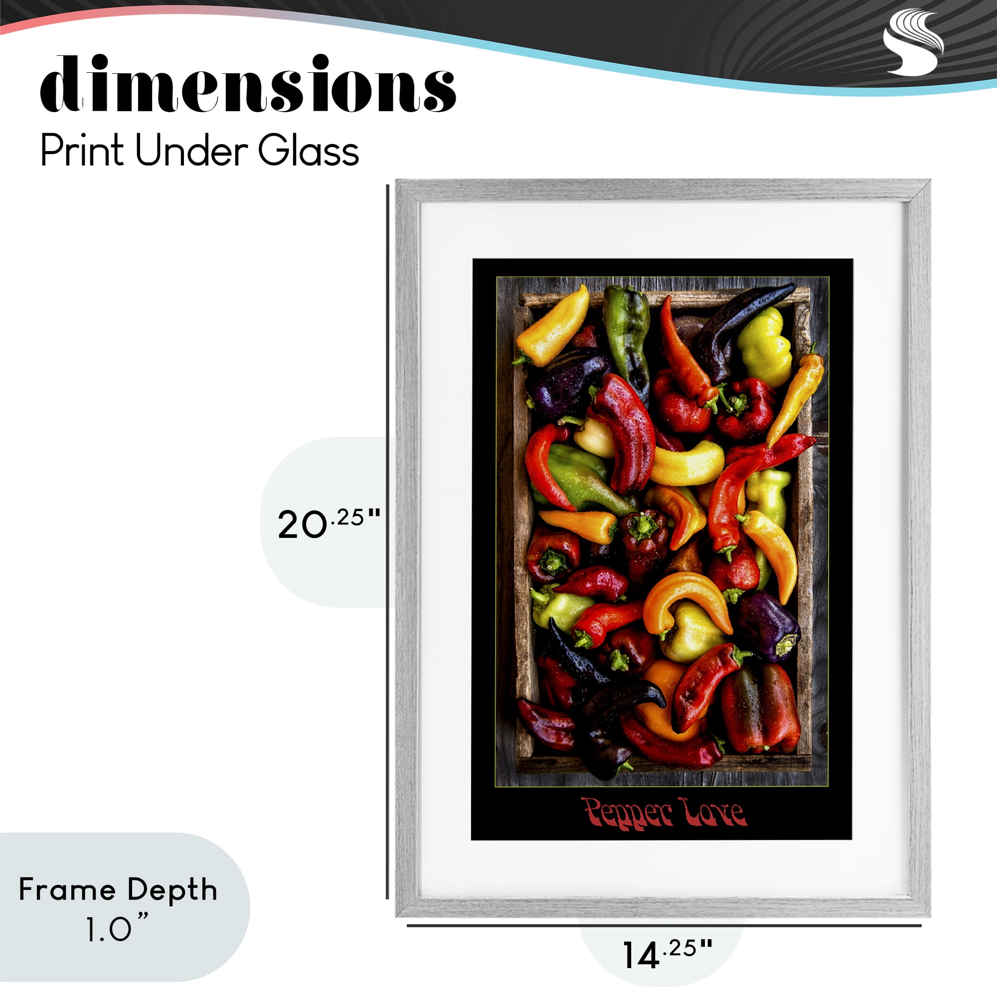 Stupell Industries Pepper Love Vibrant Vegetables Gray Framed Print Under Glass, design by Carl Kravats