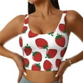 thumbnail image 2 of Haiem Hand Drawn Strawberry Pattern Womens Sports Bra - U Neck Padded Low Impact Yoga Bra Workout Crop Top Gym Moisture-Wicking Workout Vest -Medium, 2 of 9