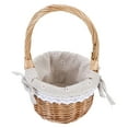 thumbnail image 3 of WEUVEB Handwoven Round Willow Basket Beige Small Portable Decorative Flower Holder for Weddings, 3 of 8