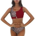 thumbnail image 1 of DPTALR Women Two Piece Leopard Print Backless Halter Beach Bikini Swimwear Set, 1 of 5