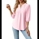 thumbnail image 1 of Blusas Informales de Verano para Mujer, con Cuello en V, Corta, Encaje Calado y Bonitas Blusas de Negocios Rosa XL, 1 of 7