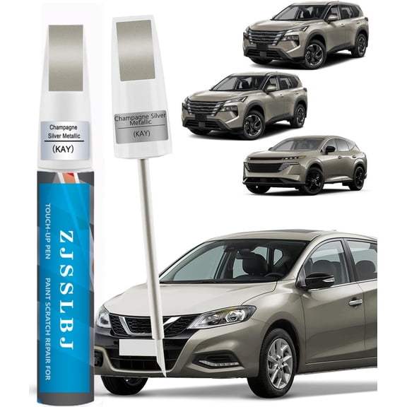Champagne Silver(KAY) for Nissan Touch Up Paint Pen, 2 in 1 Car Scratch Remover with Pen Tip and Brush, Precise Color Match for Car Paint Scratch Repair, Quickly and Easily Fix Chips and Nicks