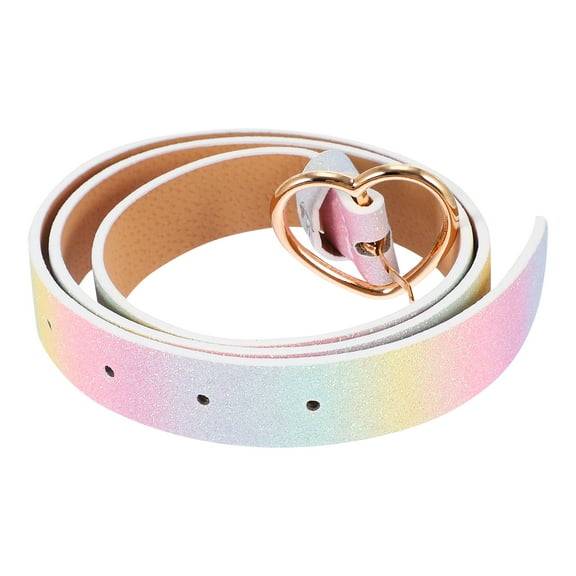Raindrops Glitter Rainbow Belt with Heart Buckle for Women and Girls