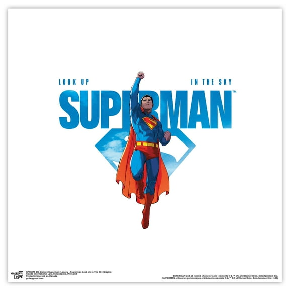 Gallery Pops DC Studios Superman (2025) - Superman Look Up In The Sky Graphic Wall Art, Unframed Version, 12" x 12"