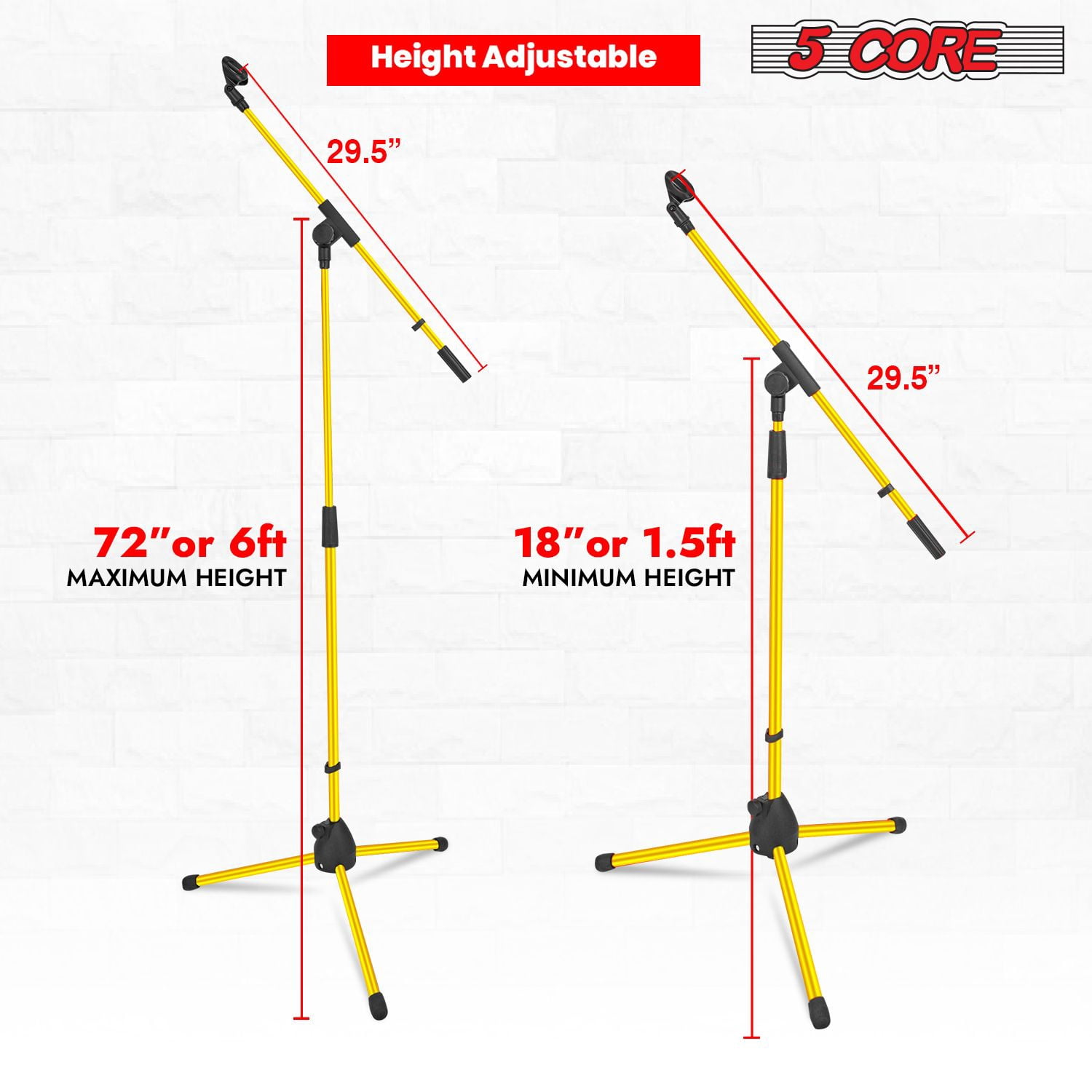 Tripod Mic Stand Floor 2Pcs Adjustable 18 to 72 Inches Sturdy Boom Arm Holder Microphone Stands Pedestal Para Microfono for Singing