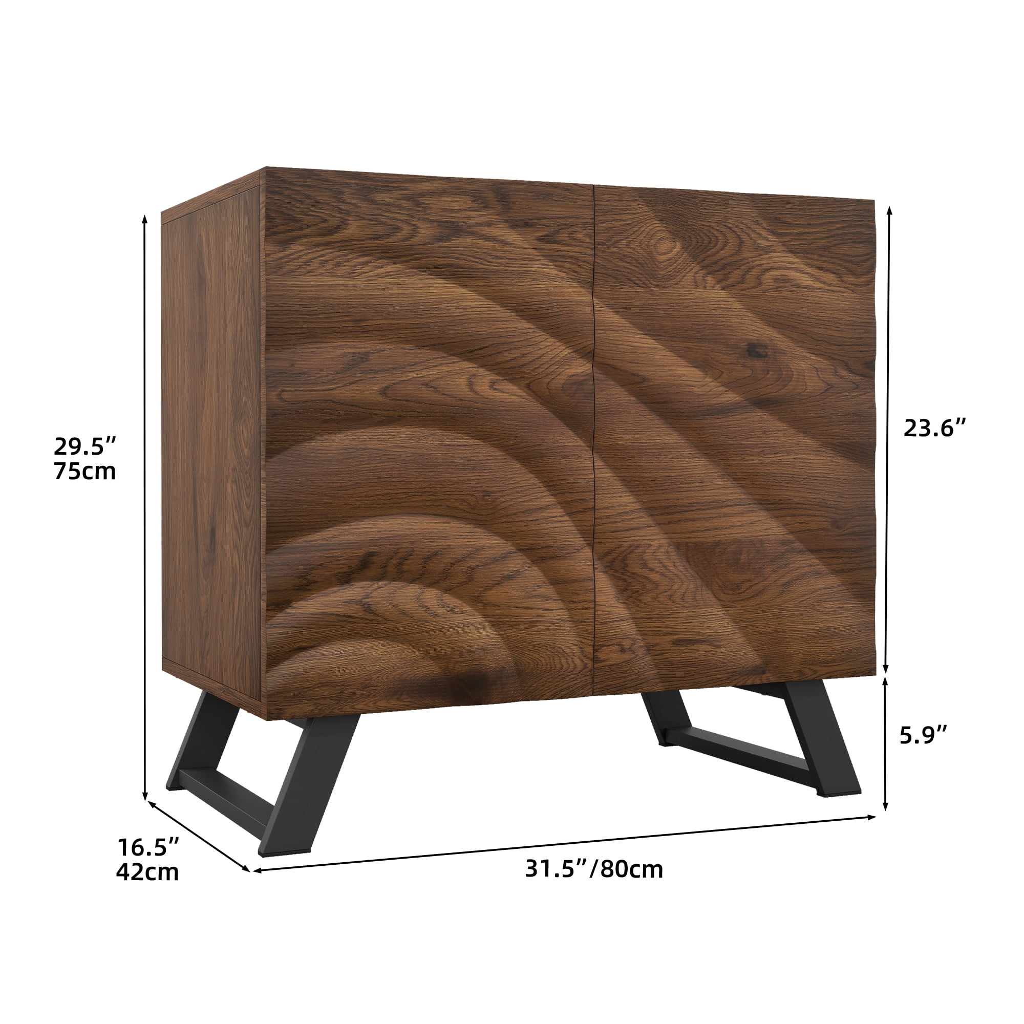 Uforic Rustic 29" Wood Kitchen Cabinet with Adjustable Shelves and Accent Table