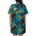 thumbnail image 6 of Goofa Watercolor Blue Marbled for Womens Cotton 2 Piece Pajamas Set Classic Short Sleeve Pjs Set Soft Button Down Sleepwear Loungewear-X-Large, 6 of 7