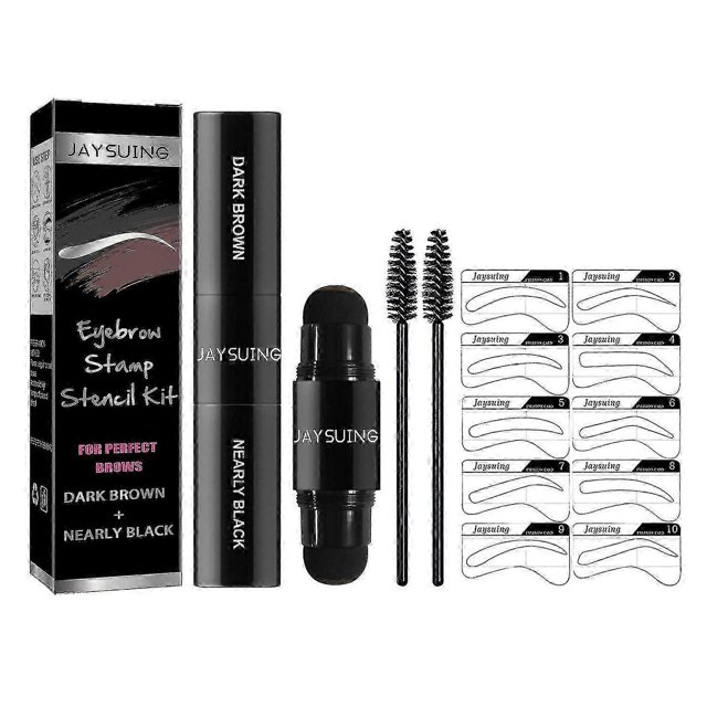 Jaysuing Eyebrow Stamp Stencil Kit Natural Hairline Powder 1 * Eyebrow Print / 2 * Eyebrow Brush / |