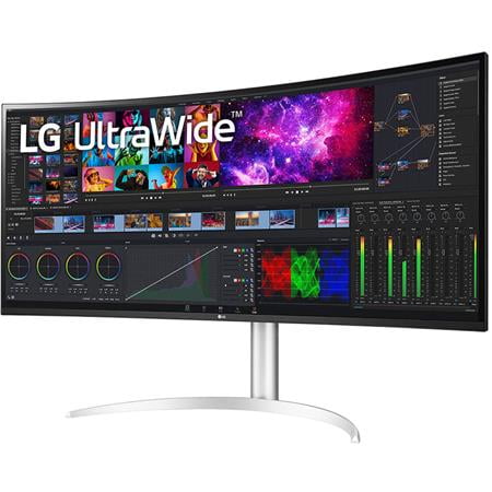 LG - 40” IPS LED Curved UltraWide WHUD 71Hz Monitor with HDR (HDMI, DisplayPort, USB) - Silver/White