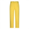 thumbnail image 5 of SELONE Business Casual for Women Pants Mid Waist Plus Size Full Length Work Wear for Work Drawstring Solid Lightweight Comfortable Yellow 3XL Trendy Pants, 5 of 6