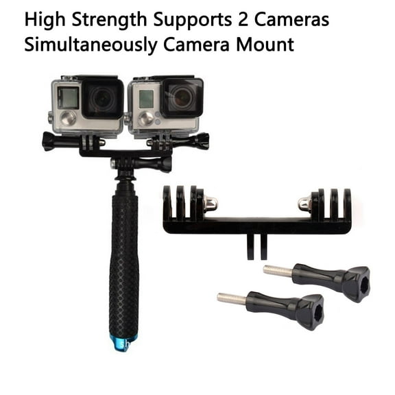 Lifetechs Camera Holder Double Head with Screw Supports 2 Cameras Simultaneously Action Camera Bracket for Gopro Hero 8 7 6 5 4S/ 4 /3 /3 /2/ 1