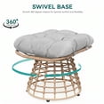 thumbnail image 4 of OMNIBERG 360° Outdoor Swivel Ottoman Stools Set of 2, Oversized All Weather Wicker Footstool with Cushion and Non-Slip Feet, Outdoor Seating Footrest for Bedroom, Living Room, Porch, Balcony, Gray, 4 of 6