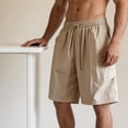 thumbnail image 7 of Men's Baggy Sweat Shorts Lightweight Cotton Under Knee Casual Drawstring Lounge Workout Gym Shorts Big and Tall Size S-3XL Khaki, 7 of 7
